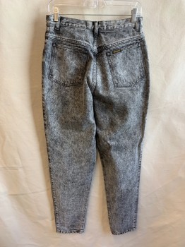 Womens, Jeans, SASSON, Faded Black, Cotton, Acid Wash, W28, Zip Fly, Bttn. Fly, 5 Pockets, Belt Loops, Tapered Leg