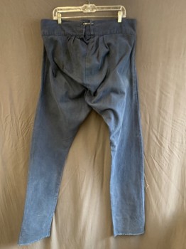 Mens, Historical Fiction Pants, NL, Faded Navy, Cotton, Solid, OPEN, 38, Wide Waist Band, Button Front, F.F, 2 Pockets, Back Pleats, Holes For Lacing