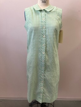 COUNTRY MISS, Green & White Gingham, Slvls, B.F., C.A., Below Knee Length