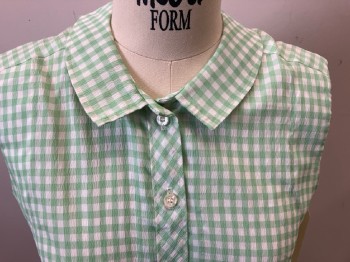 COUNTRY MISS, Green & White Gingham, Slvls, B.F., C.A., Below Knee Length