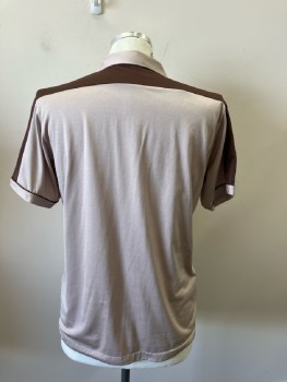CAMPUS, Light Brown with Dark Brown Accents & Collar Facing, 3 Btns, 1 Pckt with Pleat And Button Tab Detail, S/S,
