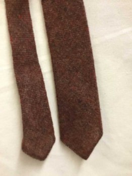 Mens, Tie, ST ANDREWS, Paprika Red, Gray, Wool, Heathered, 4 in Hand Wooly Woven