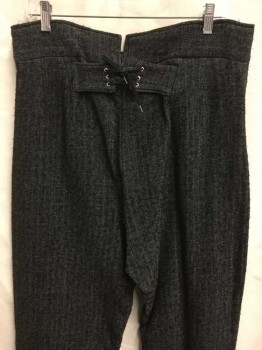 NL, Charcoal Gray, Wool, Heathered, Heather Charcoal, 2 Pockets, Lace Up Back Detail
