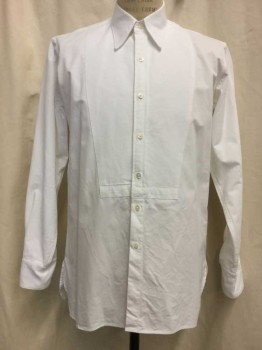 Mens, Formal Shirt, DOMETAKIS, White, 15/33, Button Front, Collar Attached, Textured Bib Front, Long Sleeves, Triple, See Made To Order,