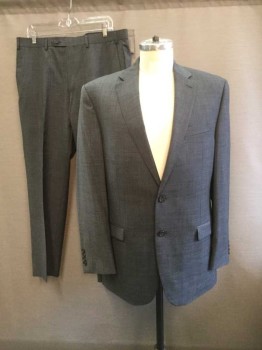 RALPH LAUREN, Gray, Wool, Solid, Single Breasted, Collar Attached, Notched Lapel, 2 Pockets, 3 Buttons