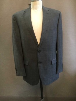 RALPH LAUREN, Gray, Wool, Solid, Single Breasted, Collar Attached, Notched Lapel, 2 Pockets, 3 Buttons