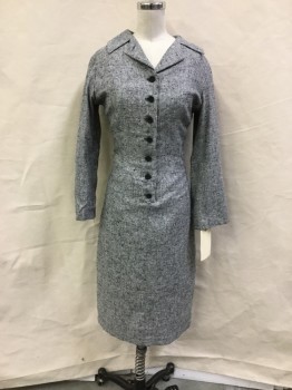 MTO, Gray, Black, White, Wool, Tweed, 7 Buttons Center Front Placket, Notch Collar, Long Sleeves,