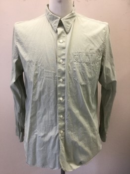 Mens, Casual Shirt, RRL & CO, Lt Green, Cotton, Stripes - Pin, XL, Light Dusty Green with Self Pin Stripes, Long Sleeve Button Front, Collar Attached, 1 Patch Pocket, **Has a Double