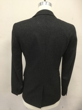 Mens, Sportcoat/Blazer, TED BAKER, Charcoal Gray, Wool, Polyamide, Birds Eye Weave, 36S, Single Breasted, Collar Attached, Notched Lapel, 3 Pockets, 2 Buttons, Lobster Still Life on An Easel Lining