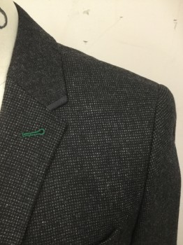 Mens, Sportcoat/Blazer, TED BAKER, Charcoal Gray, Wool, Polyamide, Birds Eye Weave, 36S, Single Breasted, Collar Attached, Notched Lapel, 3 Pockets, 2 Buttons, Lobster Still Life on An Easel Lining