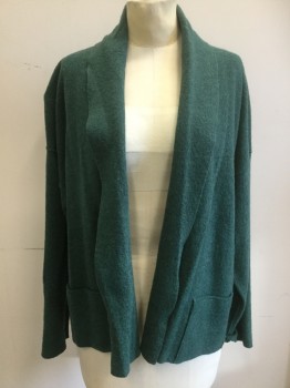 EILEEN FISHER, Teal Green, Wool, Solid, No Closures, 2 Patch Pockets, Light Weight Boiled Wool
