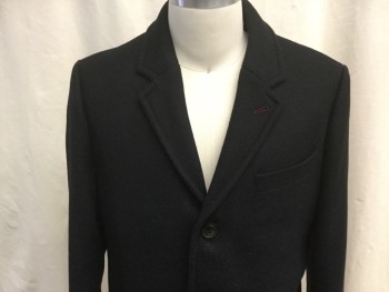 TED BAKER, Black, Royal Blue, Wool, Polyester, Ombre, Grid , Notched Lapel, Single Breasted, 3 Buttons Closure, 2 Side Entry Pockets, Center Back Vent, Above the Knee Length