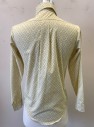 THE PUT ON SHOP, White, Chartreuse Green, Polyester, Cotton, Diamonds, Teenager/Small Men's Size, Long Sleeve Button Front, Collar Attached, 1 Patch Pocket, Late 1960's