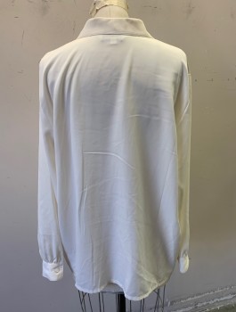 PAULO ROSSI, Off White, Silk, Solid, Long Sleeves, Button Front, Collar Attached, Self Embroidery/Cutout Detail at Collar, Button Placket, Pintucks at Either Side of Placket, Oversized Fit, **Has Armpit Stains