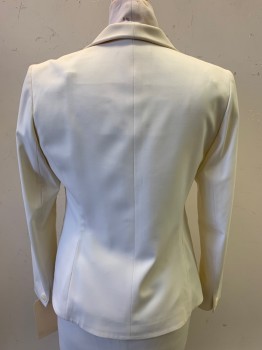 La Fayette, Ivory White, Wool, Elastane, Solid, Single Button, C.A., Top Pocket, Shoulder Pads