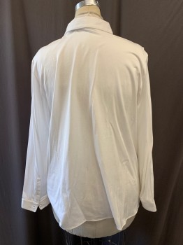 Womens, Blouse, THEORY, White, Cotton, Solid, XL, Collar Attached, Button Front, Long Sleeves