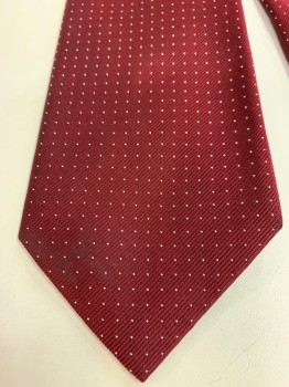 NORDSTROM, Wine Red, White, Silk, Pin Dot, Four in Hand,