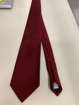Mens, Tie, NORDSTROM, Wine Red, White, Silk, Pin Dot, O/S, Four in Hand,