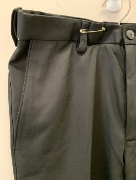 HAGGAR, Black, Polyester, Solid, F.F, Belt Loops, Zip Front, 2 Slant Pockets, 2 Back Pockets