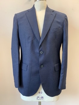 Mens, Sportcoat/Blazer, DI STEFANO, Navy Blue, Blue, Wool, 2 Color Weave, 40R, L/S, 2 Buttons, Single Breasted, Notched Lapel, 3 Pockets,