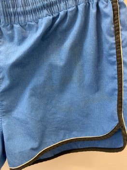 Mens, Shorts, JOCKEY, Baby Blue, Cotton, XL, Athletic, Black Trim, White Piping, Elastic Waist, 1 Pckt, *Stained