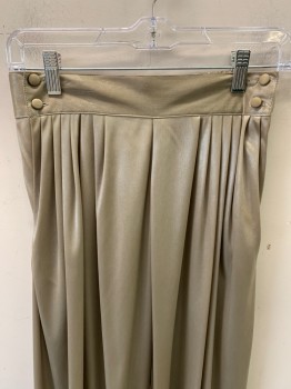 AUDIO , Antique Gold Metallic, Polyester, Solid, Multi-Pleated Front, Elastic Waist, 4 Buttons, 2 Pockets,