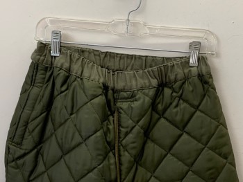 Womens, Sci-Fi/Fantasy Pants, KL, Olive Green, Polyester, 25, W26-28, Elastic Waist Band, Puffed/quilted, Side Velcro Patch Opening, Attached Leggings