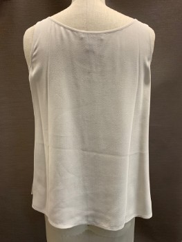 Womens, Shell, EILEEN FISHER, Lt Gray, Silk, Solid, B: 36, XS, Sleeveless, Scoop Neck, Side Vents