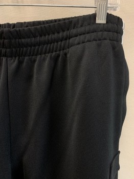 Mens, Sweatsuit Pants, ADIDAS, Black, White, Polyester, Solid, Stripes, XL, Triple Stripe Down Leg, Drawstring Elastic Waistband, Black Patch Covering ADIDAS Logo on Left Leg, 2 Zip Pockets, Elastic Cuffs