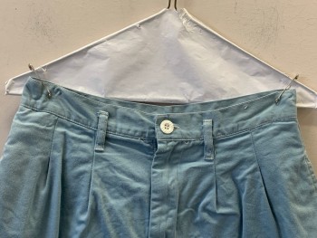 Womens, Shorts, JORDACHE, Baby Blue, Cotton, Solid, W26, 6, Pleated Front, Side Pockets, Zip Front, Belt Loops,
