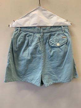 Womens, Shorts, JORDACHE, Baby Blue, Cotton, Solid, W26, 6, Pleated Front, Side Pockets, Zip Front, Belt Loops,