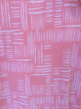 TOMMY BAHAMA, Coral Orange, Pink, Silk, Novelty Pattern, Short Sleeves, Button Front, Collar Attached, 1 Buttoned Pocket