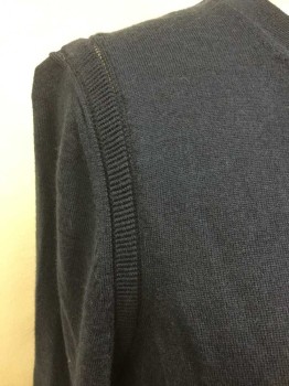 Womens, Sweater, BANANA REPUBLIC, Navy Blue, Wool, Solid, XL, SWEATER:  Navy Flat Knit, Round Neck,  Button Front, Long Sleeves, See Photo Attached,