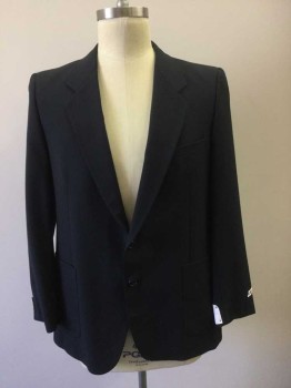 Mens, Sportcoat/Blazer, RICK PALLACK, Navy Blue, Wool, Solid, 46L, Single Breasted, Collar Attached, Notched Lapel, 3 Pockets, 2 Buttons