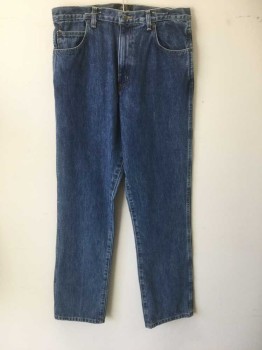 Mens, Jeans, RED HEAD, Blue, Cotton, Solid, 34, 34, Zip Fly, 5 Pocket, Belt Loops, Straight Leg