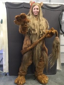 COWARDLY LION MTO, Brown, Orange, Faux Fur, Solid, COWARDLY LION BODY: Orange Brown with Dark Brown, Blonde Hair on Front and Tail