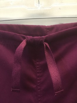 N/L, Red Burgundy, Poly/Cotton, Solid, Drawstring Waist, 1 Patch Pocket in Back and 2 Pockets at Right Hip