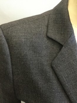 Womens, Suit, Jacket, HUGO BOSS, Black, White, Wool, Birds Eye Weave, B 32, Single Breasted, Collar Attached, Notched Lapel, 2 Metallic Buttons, 2 Flap Pockets ***sleeve Different Lengths, 2 Buttons Eliminated on Both Sides***