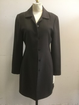Womens, 1990s Vintage, Shawl, TAHARI, Espresso Brown, Polyester, Solid, B: 34, 4, W: 28, Single Breasted, 5 Buttons Concealed, 2 Pockets, Collar Attached,