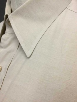 Mens, Dress Shirt, N/L, Ecru, Cotton, Solid, 33/34, 16 N , Long Sleeve Button Front, Collar Attached, 1 Pocket, Made To Order