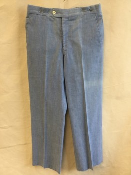 Mens, Pants, FOX 61, Baby Blue, Linen, Polyester, Heathered, 30/30, 1.5 Waistband Flat Front, Zip Front, 4 Pockets,
