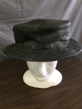 Mens, Historical Fiction Hat , N/L, Faded Black, Wool, Faded, Solid, 7 1/4, Tarred Wool Felt, Short Brim, Multiples, "JACK TAR", Sailors Hat