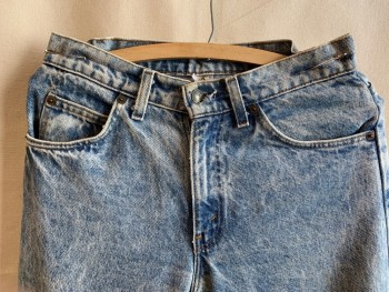Mens, Jeans, LEVI'S, Lt Blue, Cotton, Solid, 30/33, Stone Wash, 5 Pockets, Zip Front,