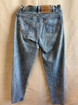 Mens, Jeans, LEVI'S, Lt Blue, Cotton, Solid, 30/33, Stone Wash, 5 Pockets, Zip Front,