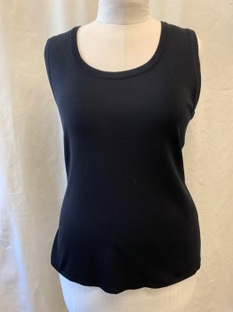 Womens, Top, MISOOK, Black, Acrylic, Polyester, Solid, XL, Pullover, Crew Neck, Sleeveless