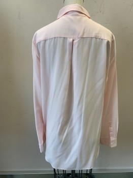 Womens, Blouse, UNIQLO, Lt Pink, Rayon, Polyester, Solid, S, Button Front, C.A., L/S, Shirt