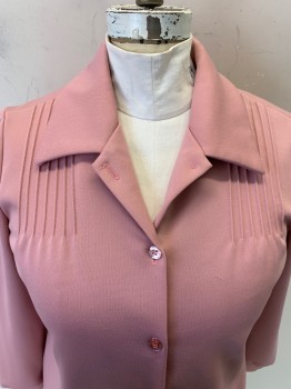 Womens, Blouse, THE TALL COLLECTION, Mauve Pink, Polyester, Solid, XL, L/S, C.A., Button Front, Pin Tuck Pleats,