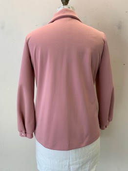 THE TALL COLLECTION, Mauve Pink, Polyester, Solid, L/S, C.A., Button Front, Pin Tuck Pleats,