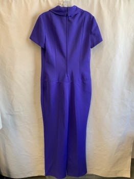 Womens, Jumpsuit, BUTTE KNIT , Purple, Polyester, Solid, W 32, B 38, H 40, C.A., Front Lace Up , S/S, Zip Back