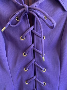 BUTTE KNIT , Purple, Polyester, Solid, C.A., Front Lace Up , S/S, Zip Back